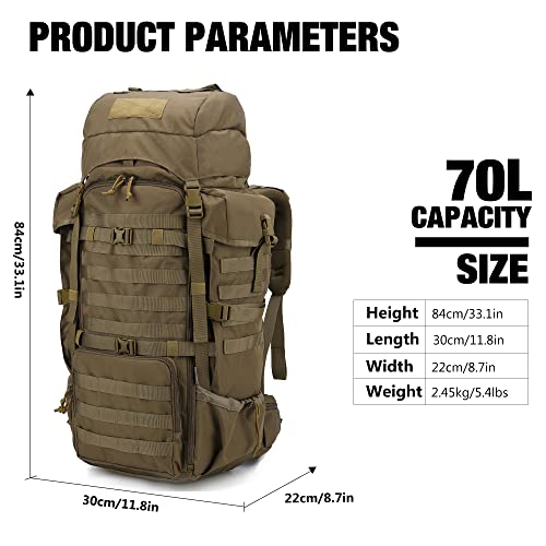 Mardingtop 70L Backpack+Molle Tactical Utility Pouch #TOP3