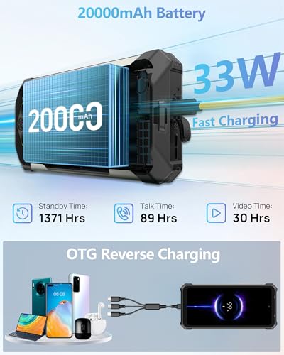 Ulefone Rugking 5 Pro Rugged Smartphone(2026)Android 16, 20000Mah Telefono Indistruttibile 16GB+256GB/2TB, 1000LM Super Torcia, 6.78''HD+, 64MP+20MP Visione Notturna Cellulare 4G Dual SIM/3 Slots/Nfc - 2