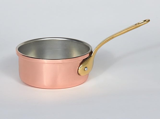 Kupferkasserolle mit Messinggriff und Innenleben Erhältlich in verzinnt oder Edelstahl, verschiedene Größen (Verzinnt, 14 cm)