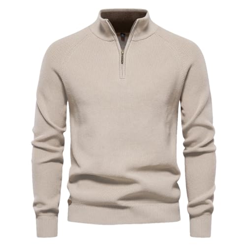 Dcvmvmn Winter Men's Zipper Collar Pullover Sweater Fashionable Casual Warm Large Size Knitted Sweater