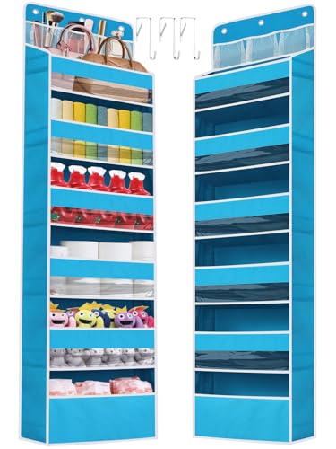 Image of Wakaye Over the Door Pantry Organizer, Closet Door Hanging Organizers and Storage with 6 Deep Pockets 55lb Weight Capacity Behind Door Storage Organizer for Kids Toy Diapers Nursery Essentials Blue