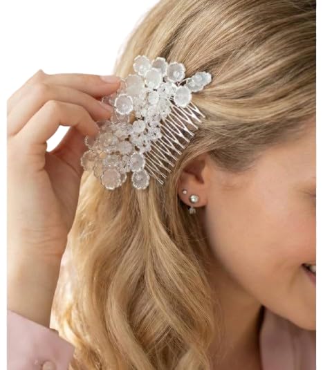 Floral Crystal Hair Comb for Women | Decorative Metal Hair Accessory for Party, Wedding & Daily Styling | Elegant Side Hair Clip Comb