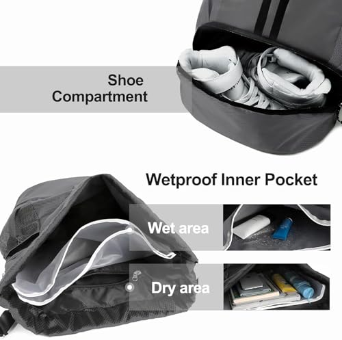 Image of Leosportz Sports Drawstring Bag Backpack for Men Women - Basketball Bag Gym Backpack Dedicated Shoe Compartment | Waterproof Large Space Gym Bag