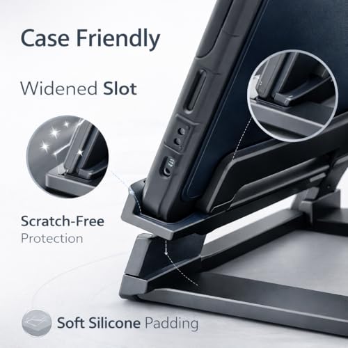 Image of Mizi Aluminium Phone Stand for Desk, Foldable Adjustable Cell Phone Holder, Portable Travel & Office Accessory Compatible with iPhone 17 16 15 14 13 Pro Max, Samsung S25 S24 S23 Ultra, Kindle - Grey