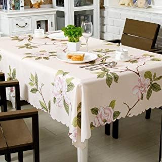 OstepDecor Floral Tablecloth, Water Resistant Rectangle Table Cloth, Polyester Decorative Table Top Cover for Kitchen Dining Room Table, Rectangle/Oblong, 60 x 120 Inches, 10-12 Seats, Pink