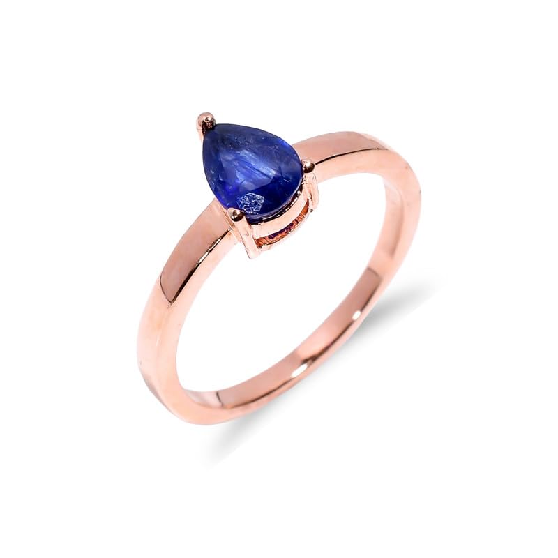 Bague en saphir bleu et argent 925 sterling de style délicat pour femme et homme