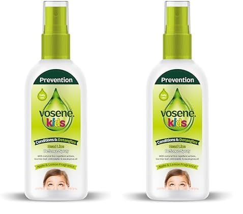 Vosene Kids Apple & Lemon Head Lice Defence Spray 150ml, Conditioning and detangling Natural Head lice Repellent with Tea Tree Leaf, citronella and Eucalyptus Oil, Helps to Keep headlice at Bay.