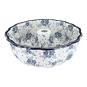 Blue Rose Polish Pottery Blue Fleur Ring Cake Pan