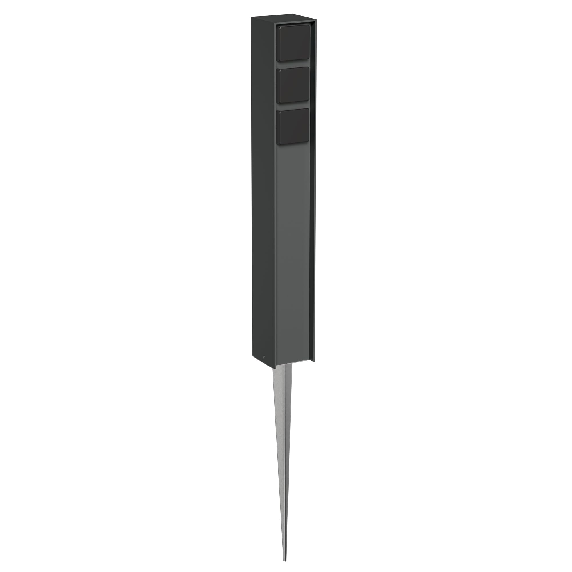 ledscom.de Garten-Steckdosen-Säule PODEL mit Erdspieß für außen, IP44, 3-Fach, anthrazit, eckig, 60cm