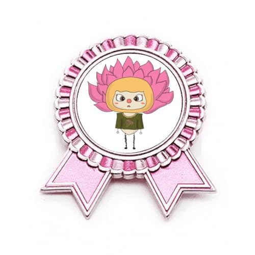 Broche libellule rose et lotus taille M en métal pour femme
