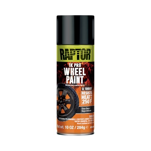 RAPTOR 1K Wheel Paint, Wheel Rim Touch Up Spray Paint, Professional Grade, Easy-To-Use, Gloss Black, 10 oz