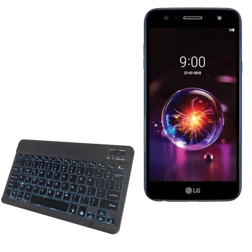 BoxWave Keyboard Compatible with LG X Power 3 - SlimKeys Bluetooth Keyboard - with Backlight, Portable Slim LED 7 Colors - Jet Black