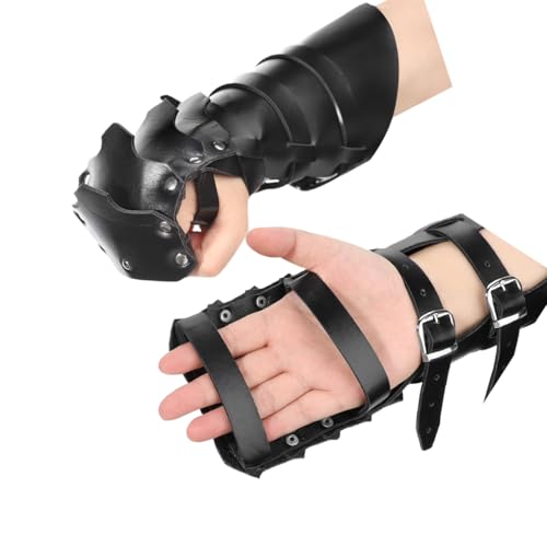 HKSICHENGKEJI Medieval Viking Leather Arm Gauntlet Knight Leather Bracers Arm Guard Armer Cuff for...