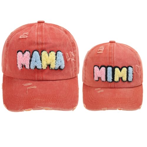 2 Piece Mama and Mini Baseball Caps, Adjustable Parent-Child Hat Set, Fun Designs Kids Hat
