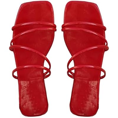 GORGLITTER Women's Strappy Flat Sandals Cute Dressy Open Toe Slip on Slide Sandals