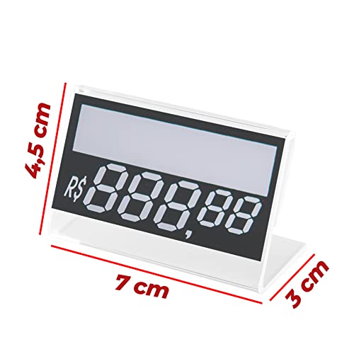 Kit Display Porta Preço Transparente 7x4,5cm - 10 Unidades