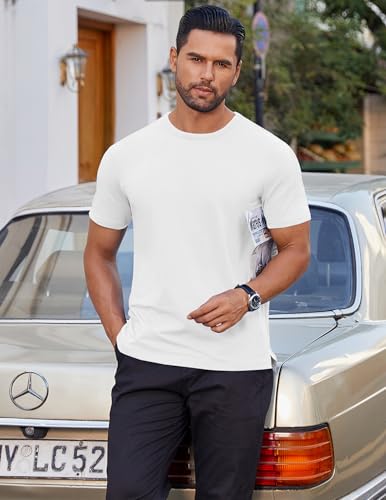 COOFANDY Men's Cotton T-Shirt Short Sleeve Crew Neck Tee Shirts Casual Solid Basic Tops2