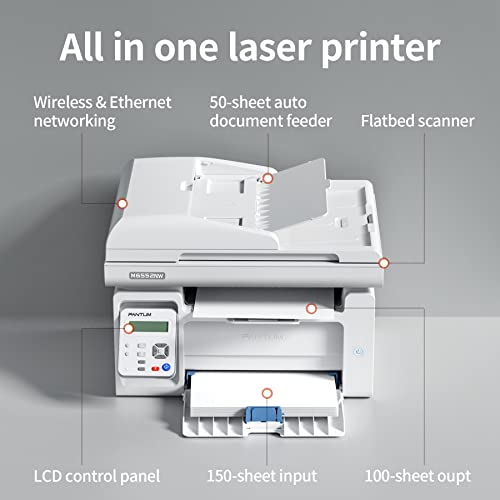 Pantum M6552Nw Laser Printer All In One, Print Scan Copy With Mobile Printing And Auto Document Feeder, Monochrome Laser Printer, Speed Up To 23 Ppm #TOP3