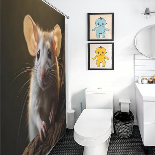 Rideau de douche souris anti-éclaboussures en polyester lavable 140x183cm