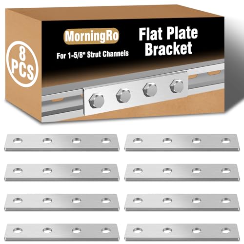 Morningro 8 Pcs 5mm 4-Hole Flat Plate Bracket for 1-5/8" Strut Channel