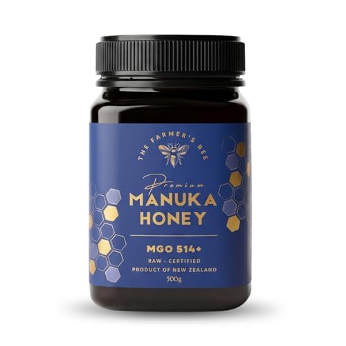 Image of THE FARMER'S BEE New Zealand Manuka Honey MGO 514+ (15+) | Monofloral Raw Honey | MGO Tested | Premium Imported Honey | Natural Face Mask, Skin Care & Minor Cuts | Throat & Respiratory Wellness | 500g