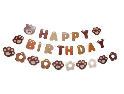 Bear Happy Birthday Banner, Party Pennant Decor, Happy Birthday B...