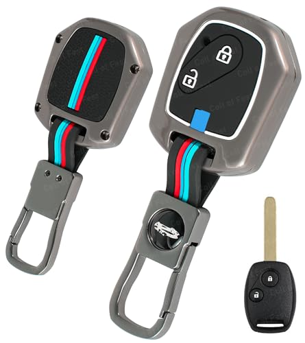 Image of Coll of Fest Premium Metal Silicon Key Cover Compatible with Honda Civic | Jazz | City | Brio | Amaze | WR-V | CR-V (2006-2015) 2 Button Full Metal Protections