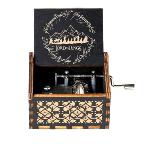 Cuzit Caja de música de madera El Señor de los Anillos grabada, juguete musical novedoso, regalo para cumpleaños, día de San Valentín, Navidad, Acción de Gracias
