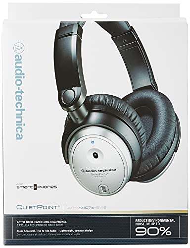 Audio-Technica Ath-Anc7B-Svis Quietpoint Noise-Cancelling Headphones With In-Line Mic & Control #TOP3