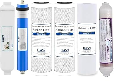 IPW Industries Inc Compatible Replacement Water Filters for iSpring RCC7AK, 6-Stage Alkaline Reverse Osmosis System, 75 GPD, pH+ Remineralization, White (Set of 6)