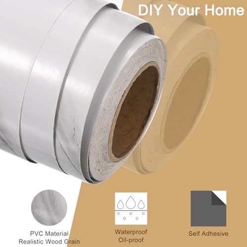 Image of uxcell Wood Grain Tape, 2 inch x33 Ft Self Adhesive Wood Grain Repair Patch for Baseboards, Doors, Floor Repair, Furniture Home Decor Jazz White
