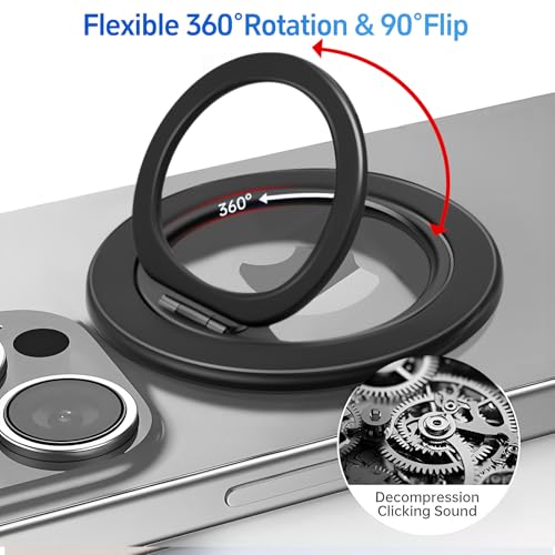 Image of Magnetic Phone Ring for MagSafe Phone Grip,Magnetic Cell Phone Stand Holder Finger Ring[Thin and Light Design] for iPhone Can Rotate 360 Degrees Compatible with iPhone12-17Series-Light Purple