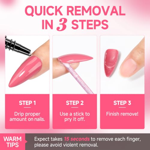 Image of UNA GELLA Quick Removal Gel Nail Glue Remover for Press On Nails: 12ml*2pcs Acrylic Nails Semi Solid Nail Glue Acetone-Free, Not for Gel Polish Base Coat Soak Off Remover Kit Drip Use