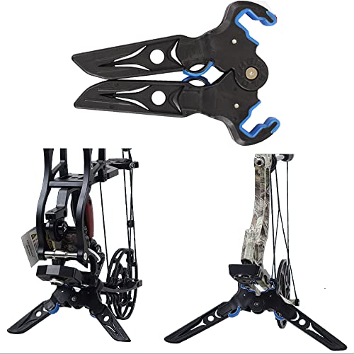 SOPOGER Compound Bow Stand Holder Archery Bow Folding Kickstand Support Wide LIM with Rubber Clamping Jaws for Outdoor Hunting Shooting (Small)