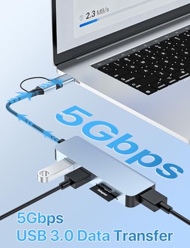Extensor multipuerto USB C de aluminio premium con transferencia USB 3.0 y ranuras SD 3