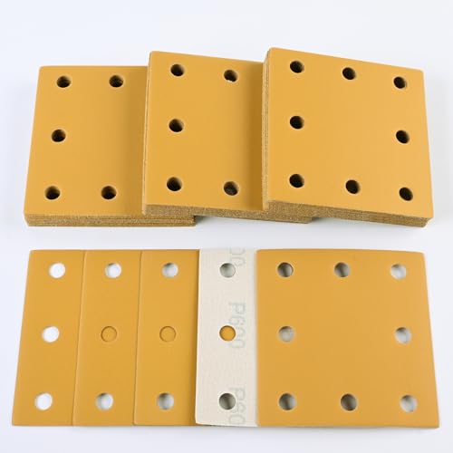 Image of Sruhrak 110x115mm Sandpaper 8 Hole Sanding Pads 50 Pcs Grits 600 Set
