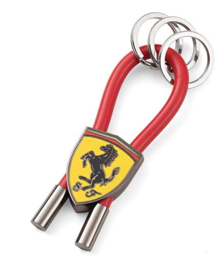 Ferrari Red Shield Rubber Strap Keychain with Metal Scudetto