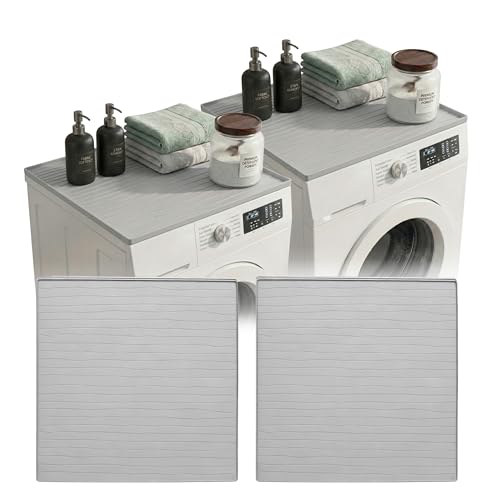 Image of 2 PC Washer and Dryer Top Cover Protectors 25 inch x 25 inch, Laundry Machine Dust Guards (Moonstone (Light Grey))