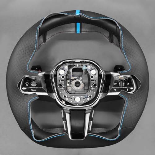 MEWANT DIY Black Solid Embossed Faux Leather Steering Wheel Cover for BMW 5 Series G60 2024 7 Series G70 2024 i5 G60 by MEWANT - Image 6