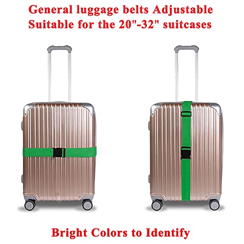 Image of 2 Pack Suitcase Belts, Adjustable Luggage Straps, Bright Colors Travel Packing Straps with Quick Release Buckle (Green)