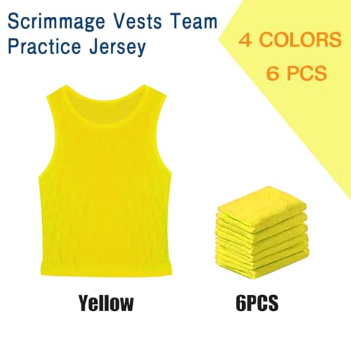 Image of 6 Pack Pinnies Team Practice Vests for Child Youth Teen Adult, Mesh Scrimmage Jersey for Soccer Football Basketball