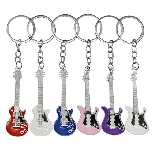 Pinenjoy - Llavero de guitarra para guitarra eléctrica, 6 unidades, bonito llavero para guitarra...
