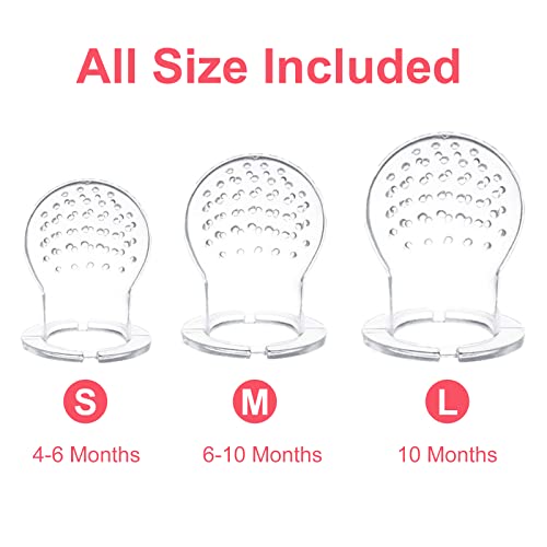 Food Feeder Baby Fruit Feeder Pacifier (3 Pcs) With 6 Different Sized Silicone Pacifiers 2 Pcs Silicone Baby Food Dispensing Spoon 90Ml With 2 Baby Spoons Pacifier Clip Infant Fruit Teething Toy-Pink #TOP5