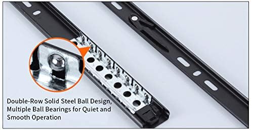 Drawer Slides 14 Inch Ball Bearing Full Extension 3 Section Slide Track Mounting Drawer Runners Slider for Cabinet Home Furniture, 2 Pack(Black 14 Inch) - Thumbnail 4