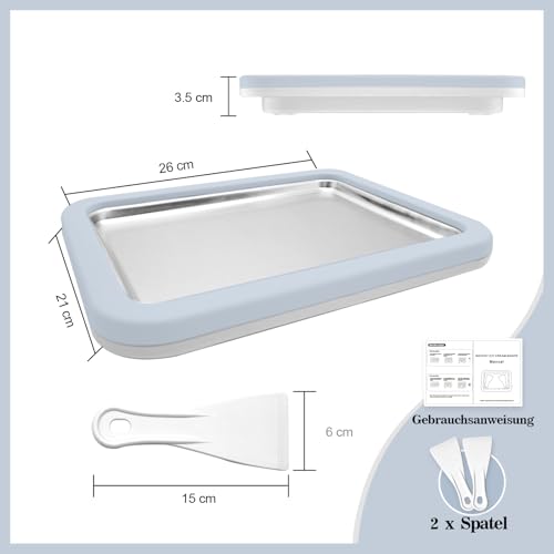 climafusion Eisplatte Eis Rolls zum Eis Machen DIY, Ice Cream Machine rolls maker mit 2 Spateln, Gelato Rollmaschine für Kinder Familie Hellblau