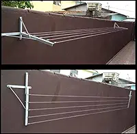Varal de muro com mão francesa e cordas com até 5 metros