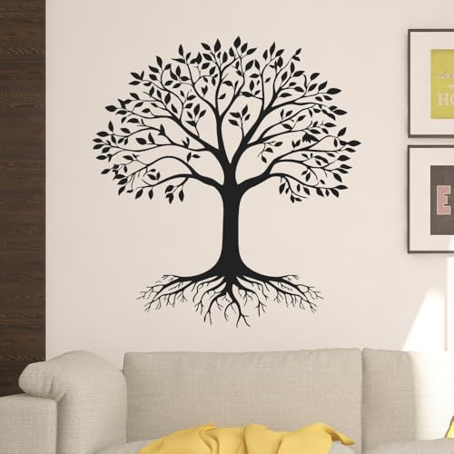 Image of Flaxarne Tree Silhouette Wall Sticker for Bedroom and Living Room Decor, Elegant Peel and Stick Art Design for Home Walls