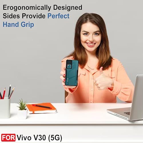 CEDO Vivo V30 (5G) Back Case Cover | Camera Protection Shockproof Bumper-Edge | Acrylic Crystal Clear 360 Degree Protection TPU+PC | Transparent Eagle Back Case Cover (Black)