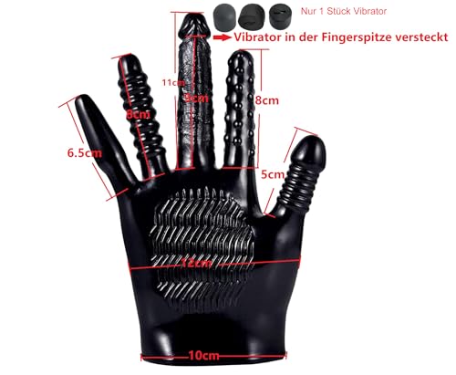 OnundOn Fingervibrator Mittelfinger Vibrierende Dildo Handschuhe Masturbation Handschuhe Wasserdicht Latex Handschuhe Fetisch Handschuhe Multifunktions handschuhe (1 Handschuh für die rechte Hand)