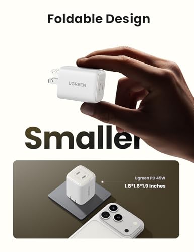 Image of UGREEN 45W USB C Charger, Nexode 2 Port GaN Foldable PPS Wall Charger Block Support Samsung Super Fast Charging 2.0 for Galaxy S25 /S24 /Note 20, iPhone 16 /15 /14, iPad, MacBook, Steam Deck (White)